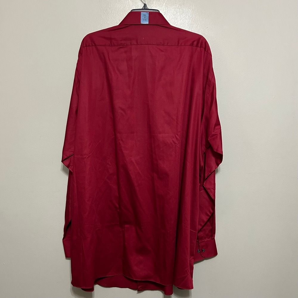 Van Heusen Dress Shirt 19 37/38 Red NEW Tall No Iron Button Down Professional - Picture 3 of 11